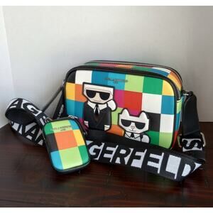 Karl Lagerfeld Paris Maybelle NWT Multicolor Crossbody W/Coin Pouch